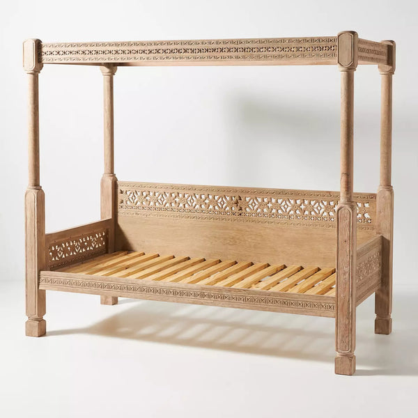 Handcarved Ezana Canopy Daybed Natural