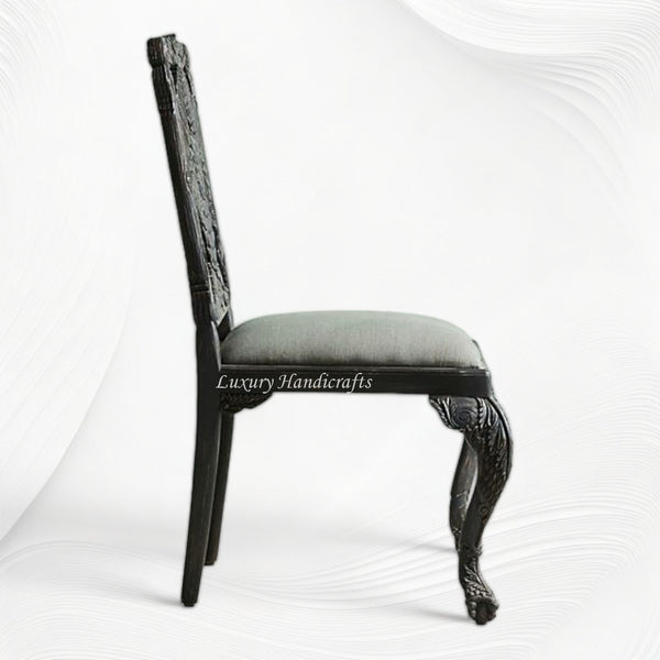 Handcarved Menagerie Owl Dining Chair Black Set of 2