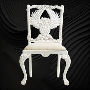 Handcarved Menagerie Owl Dining Chair White Set of 2