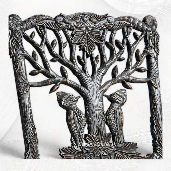Handcarved Menagerie Woodpecker Dining Chair Black Set of 2