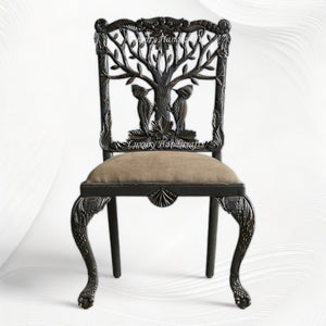 Handcarved Menagerie Woodpecker Dining Chair Black Set of 2