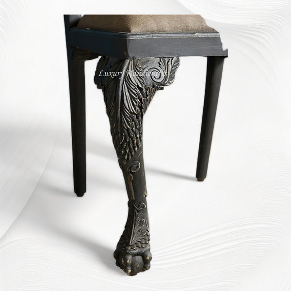 Handcarved Menagerie Woodpecker Dining Chair Black Set of 2