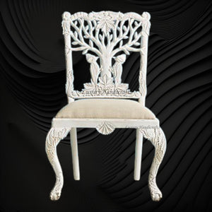 Handcarved Menagerie Woodpecker Dining Chair White Set of 2