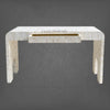 Handcrafted bone inlay console table with chiseled pattern
