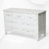 Commode à 7 tiroirs avec incrustation de nacre blanche, grande