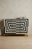 Handmade Optical Illusion Bone Inlay Sideboard Cabinet