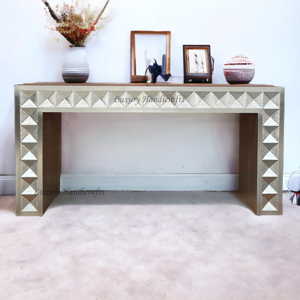 Talitha Silver Metal Embossed Console
