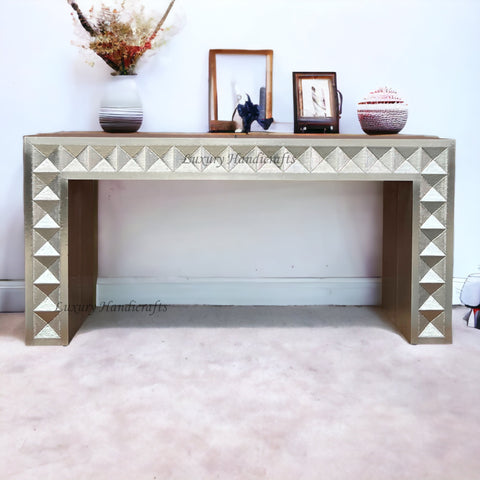 Talitha Silver Metal Embossed Console