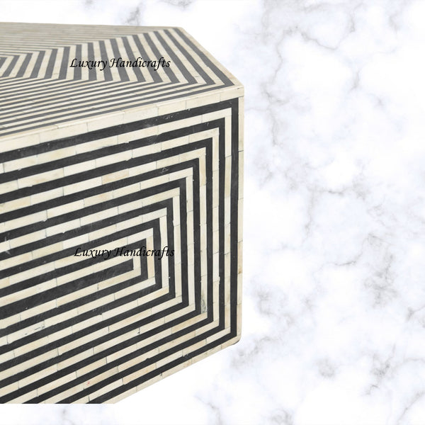 Hexa Bone Inlay Coffee Table Black