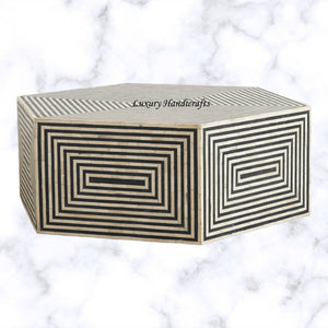 Hexa Bone Inlay Coffee Table Black
