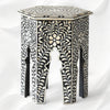 Bone Inlay Floral Design Hexagonal Table Black 1