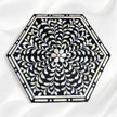 Bone Inlay Floral Design Hexagonal Table Black 2