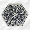 Bone Inlay Floral Design Hexagonal Table Black 2