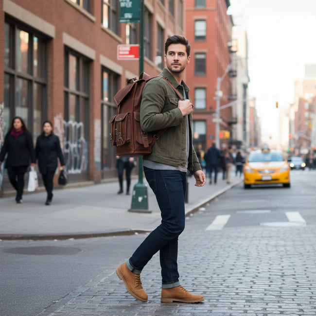 Historic Crossbody Leather Backpack