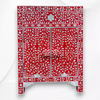 MOP Inlay Floral Cabinet 2 Door Red