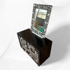 Gabinete de 2 puertas con incrustaciones de hueso de flores, negro
