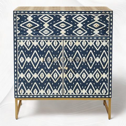 Ikat Bone Inlay Entryway Cabinet Blue
