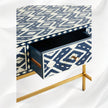 Ikat Bone Inlay Vanity Table Blue 2