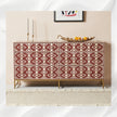 Ikat Bone Inlay 6 Drawers Chest Red