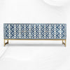 Ikat Bone Inlay Media Console Blue TV Unit 5