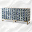 Ikat Bone Inlay 6 Drawers Chest Indigo Blue 2