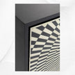 Illusion patterned black sideboard with bone inlay finish
