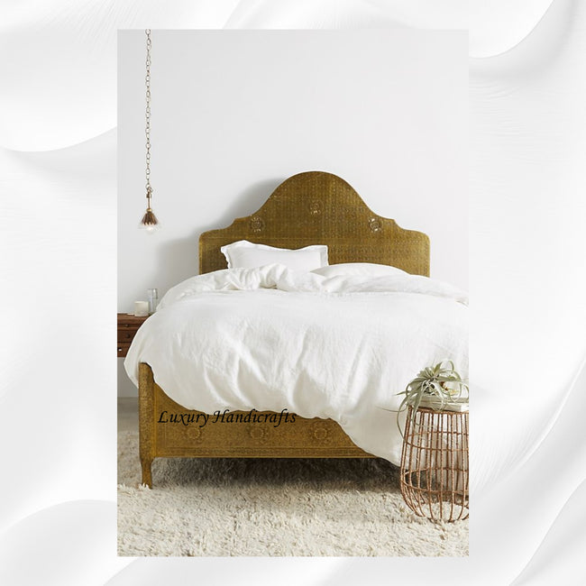 Jaden Antique Brass Embossed Bed 1