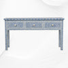 Joy Blue Bone Inlay Geometric 3 Drawer Console 4