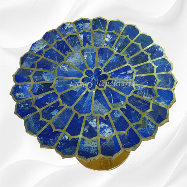 Lapis Lazuli Sunflower Brass Accent Table