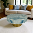 Lisa round coffee table in indigo with bone inlay design