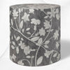 Runder Hocker mit Knocheneinlage, Blumenmuster, Grau