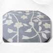 Sgabello rotondo con intarsio in osso e design floreale Grigio