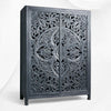 Lombok Handcarved 2 Door Wardrobe Indigo Blue 3