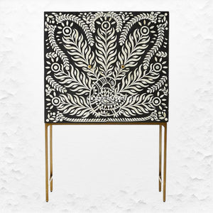 Lucienne Bone Inlay Bar Cabinet Peacock Black