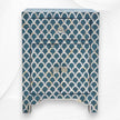 Chevet avec incrustation de nacre, 1 tiroir, 2 portes, design écailles de poisson, vert sarcelle