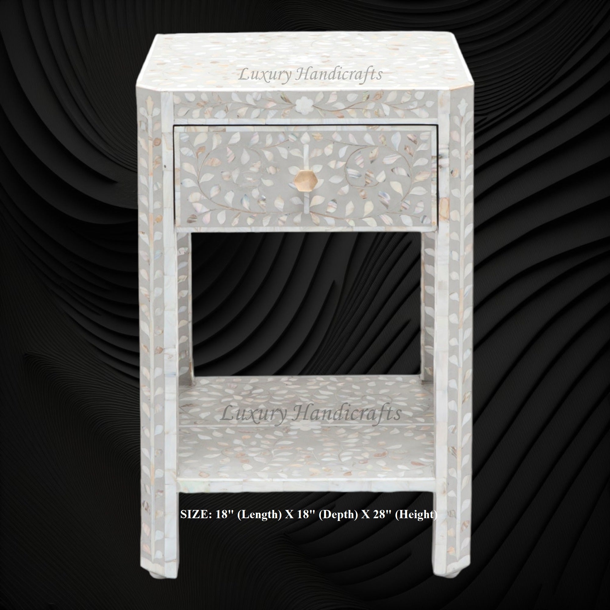 MOP Inlay Edge Bedside Grey