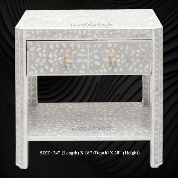 MOP Inlay Edge Bedside Grey