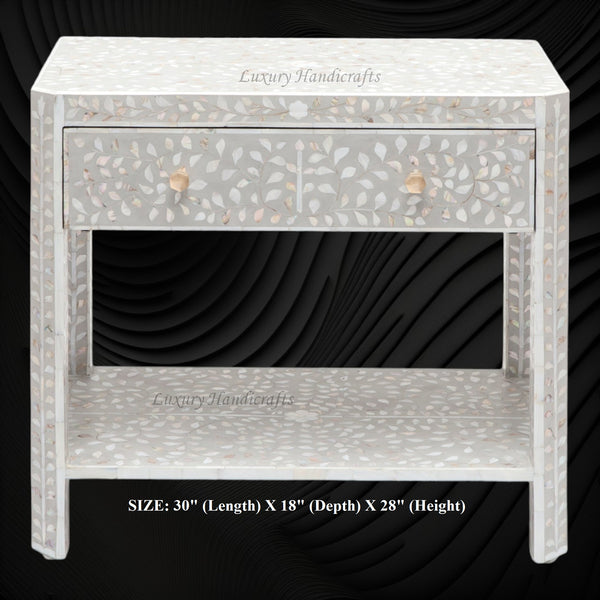 MOP Inlay Edge Bedside Grey
