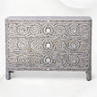 MOP Inlay Edge Floral 3 Drawer Dresser Dark Grey 5