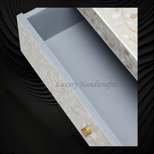 MOP Inlay Edge Floral 6 Drawer Dresser Grey