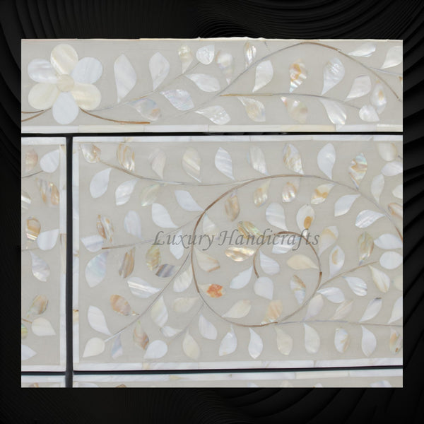 MOP Inlay Edge Floral 6 Drawer Dresser Grey