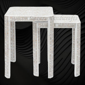 MOP Inlay Edge Nesting Table Set Grey
