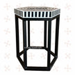 MOP Inlay Hexagonal Stripe Side Table Black 6