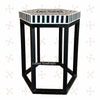 MOP Inlay Hexagonal Stripe Side Table Black 6