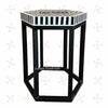 MOP Inlay Hexagonal Stripe Side Table Black 6