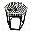 MOP Inlay Hexagonal Stripe Side Table Black 3