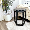 MOP Inlay Hexagonal Stripe Side Table Black 1