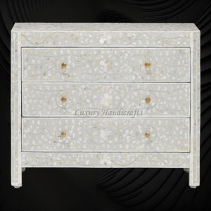 MOP Inlay Edge Floral Dresser Grey