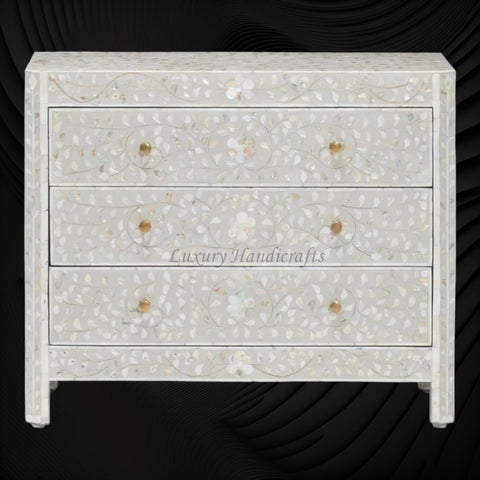 MOP Inlay Edge Floral Dresser Grey 1