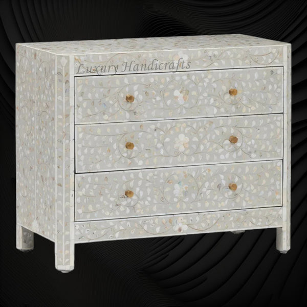 MOP Inlay Edge Floral Dresser Grey